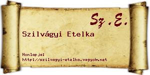 Szilvágyi Etelka névjegykártya
